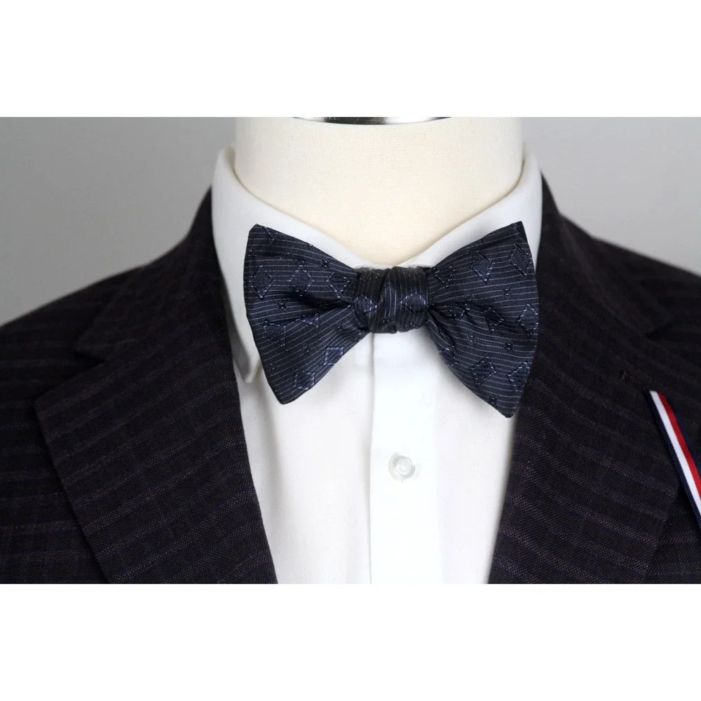 Men's Self-tied Bow‎ Tie 100%Silk Navy Ornament S731BC
